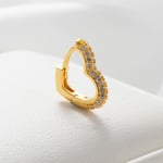 Gold color / 1 Piece Simple Series Simple Heart Titanium Steel   Gold Color Material Zircon Women's Hoop Earrings Picture2